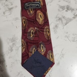 Vintage Burberry Of London Tie Silk Burgundy